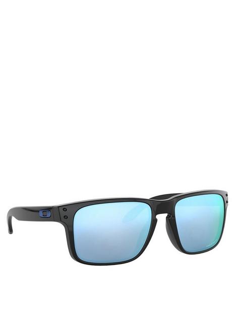 oakley-rectangular-black-frame-blue-lens-sunglasses