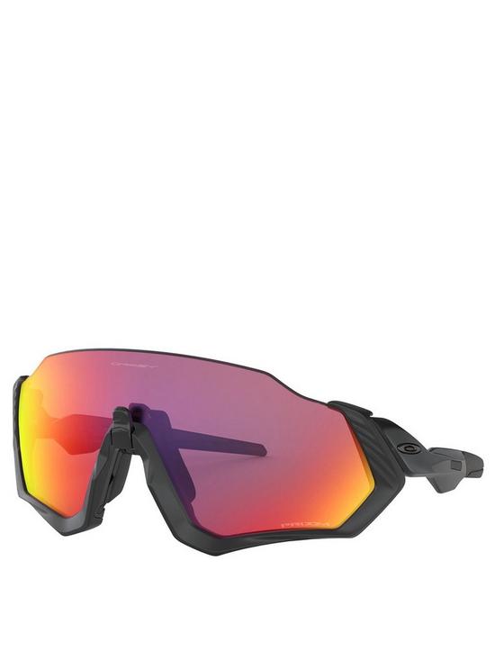 front image of oakley-sport-black-frame-red-lens-sunglasses