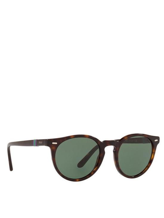 front image of polo-ralph-lauren-circular-shiny-dark-havana-frame-green-lens-sunglasses