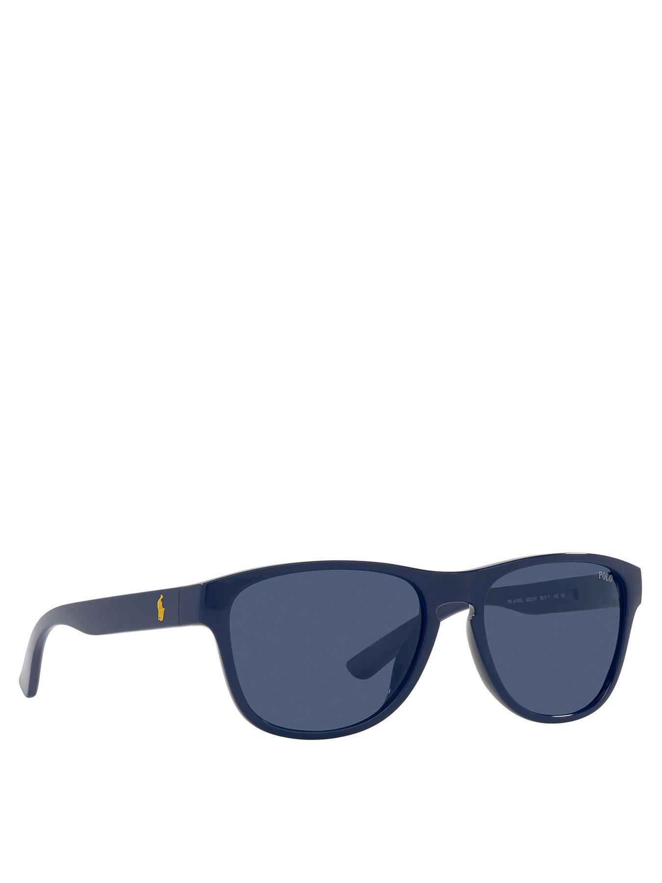 Rectangle Shiny Navy Sunglasses Navy