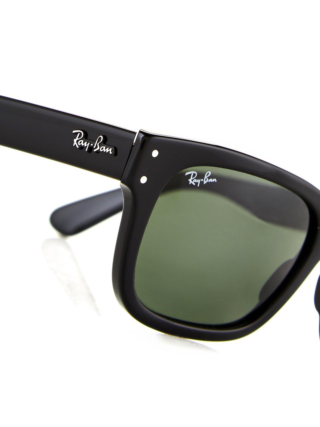 back image of ray-ban-rectangle-black-frame-sunglasses-grey