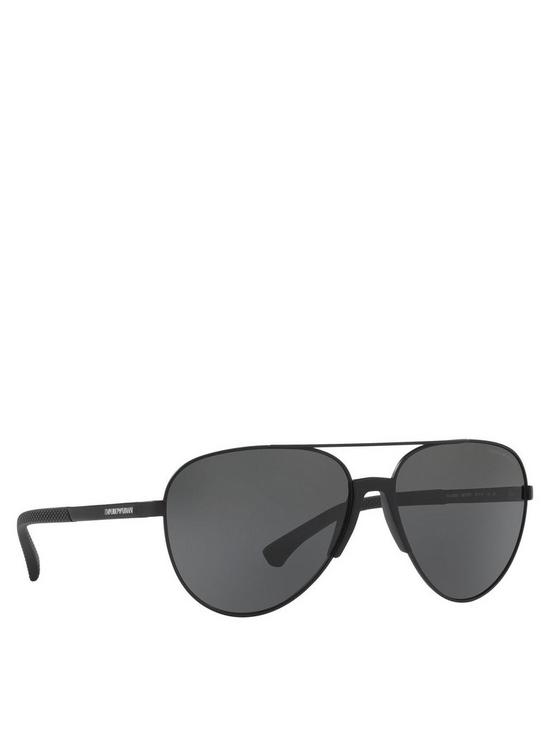 front image of emporio-armani-grey-lens-aviator-sunglasses-black