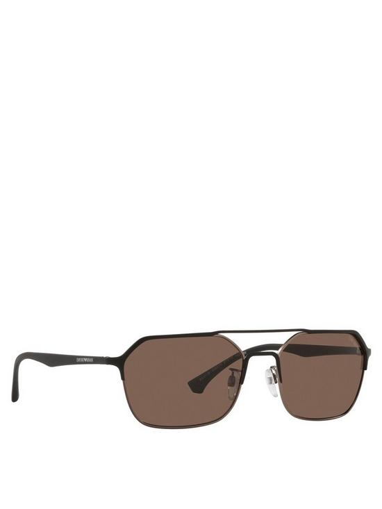 front image of emporio-armani-brown-lens-rectangular-sunglasses-blackbronze
