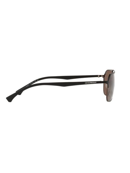 back image of emporio-armani-brown-lens-rectangular-sunglasses-blackbronze