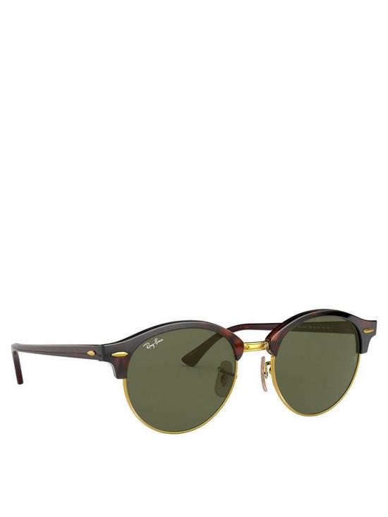 front image of ray-ban-wayfarer-round-tortoiseshell-frame-black-lens-sunglasses-tortoiseshell