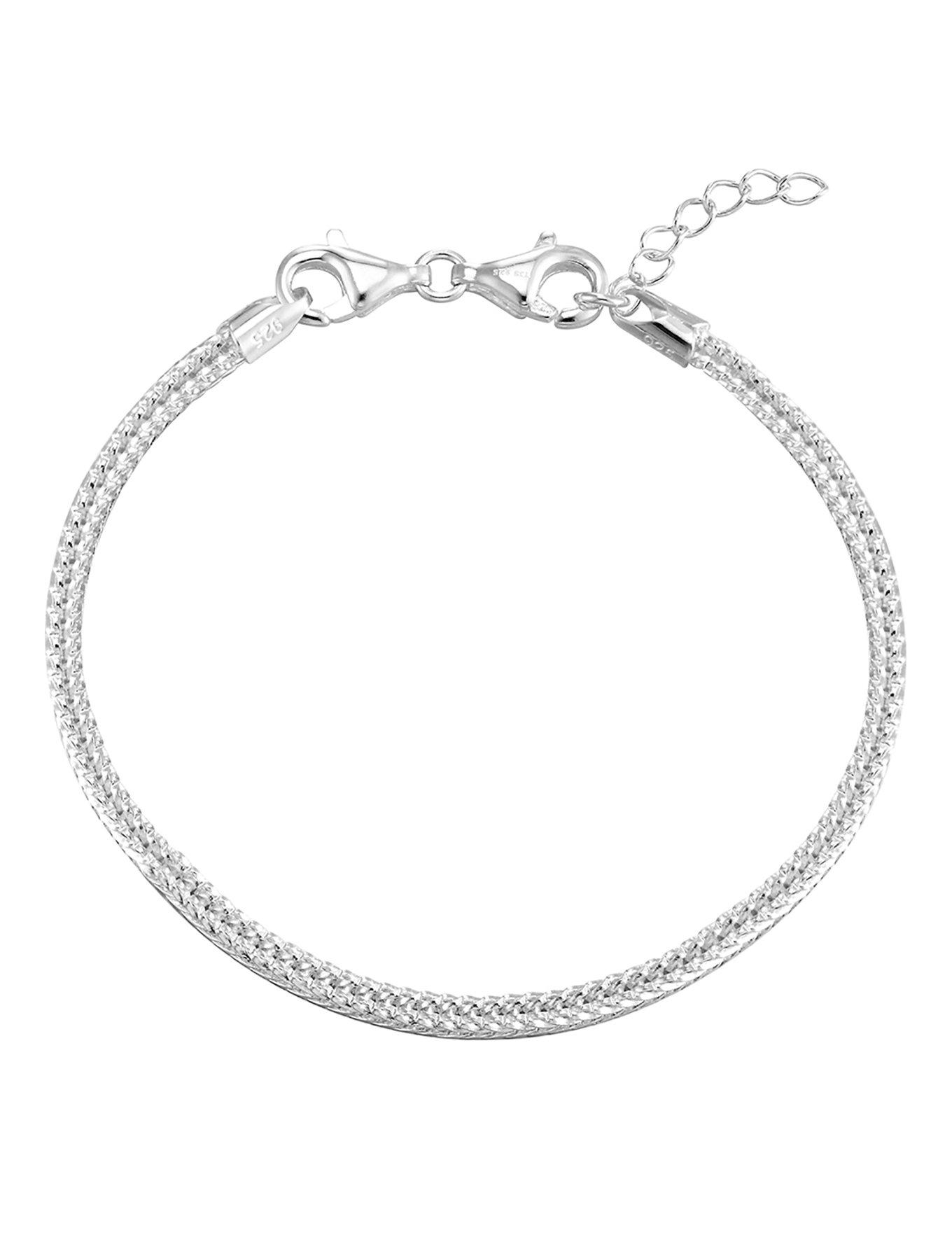  image of the-love-collection-sterling-silver-charm-bracelet-with-heart-amp-crystal-charm