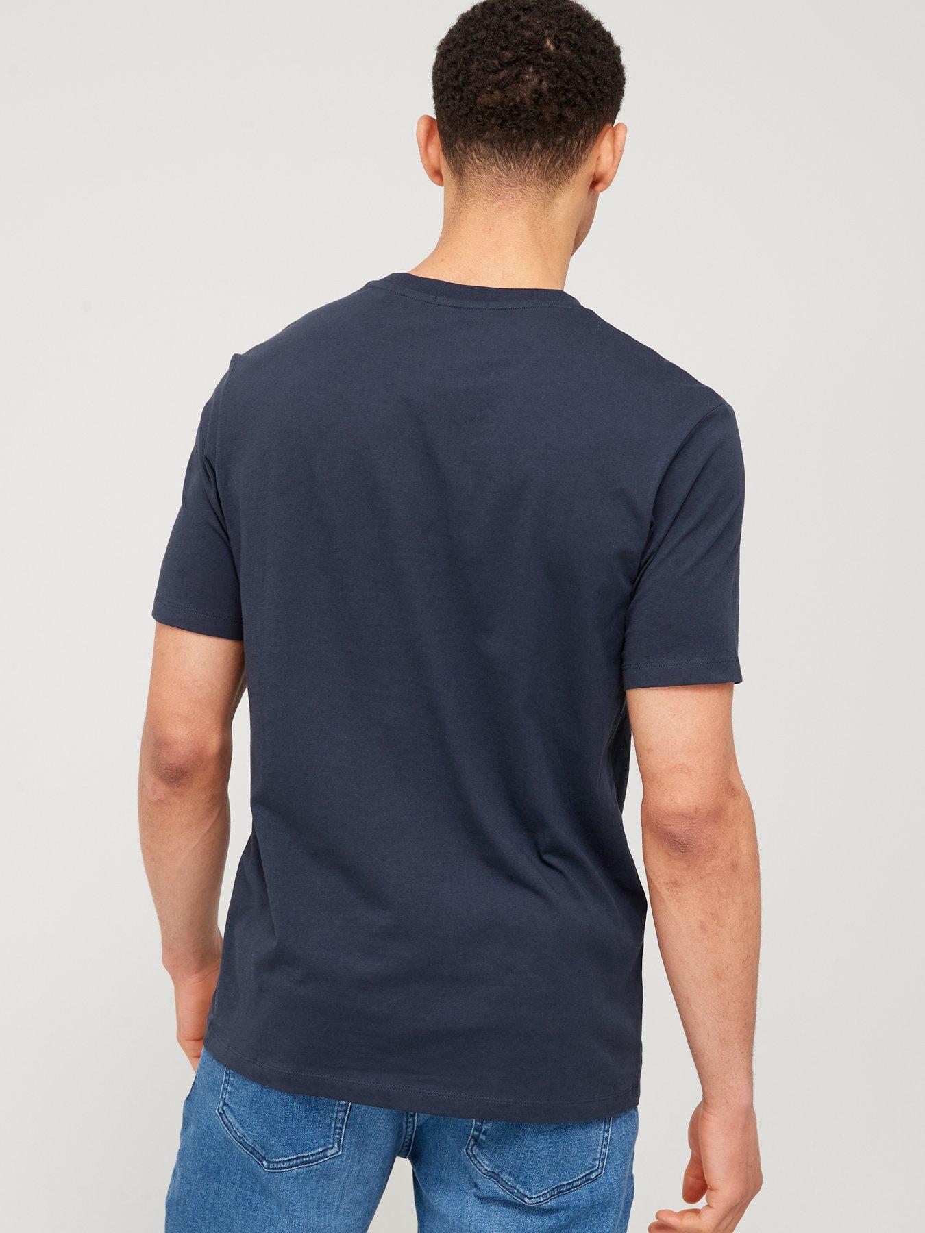 Image 2 of 4 of HUGO Mens Dulivio Logo Print Regular Fit T-Shirt - Dark Blue