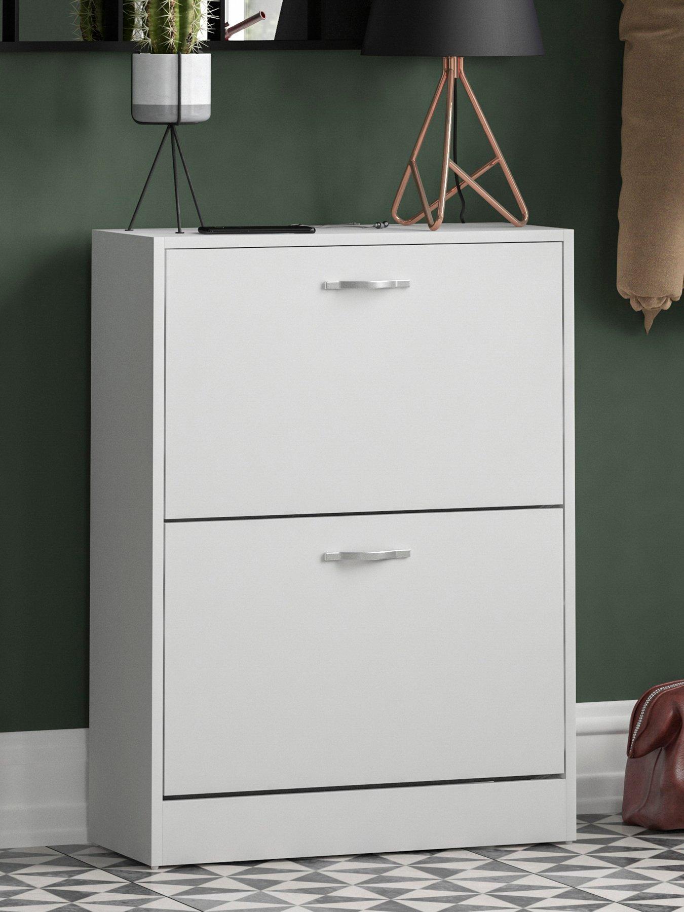 front image of vida-designs-bree-2-drawer-shoe-cabinet