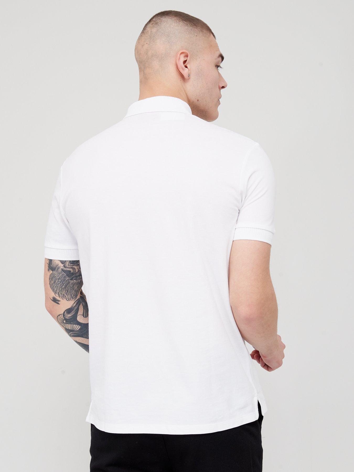 Image 2 of 4 of HUGO Dereso Red Patch Logo Polo Shirt - White