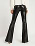  image of river-island-faux-leather-flarednbsptrousersnbsp--black