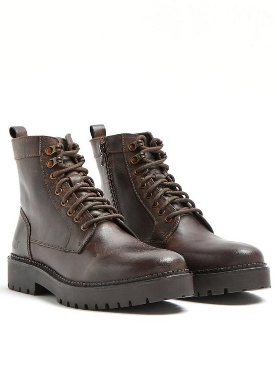 front image of river-island-chunky-brown-leather-boot