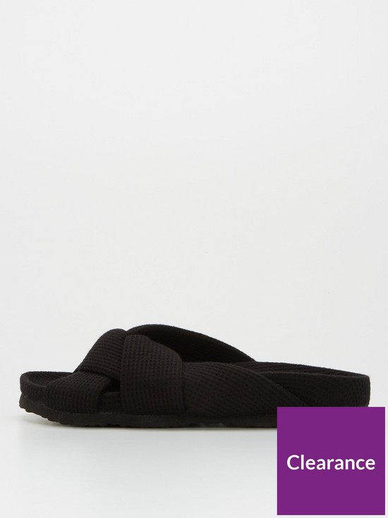 front image of v-by-very-wisdom-weave-strap-footbed-slipper-black