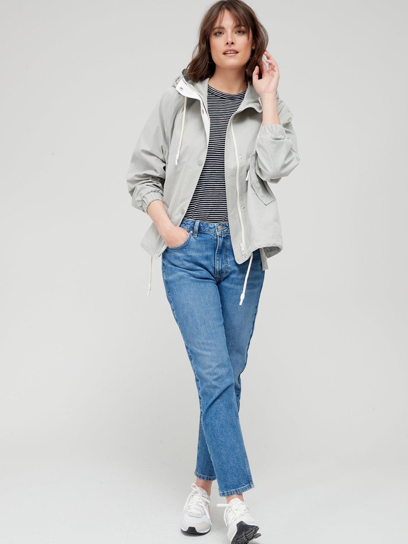  image of v-by-very-a-line-hooded-jacket-pale-sage