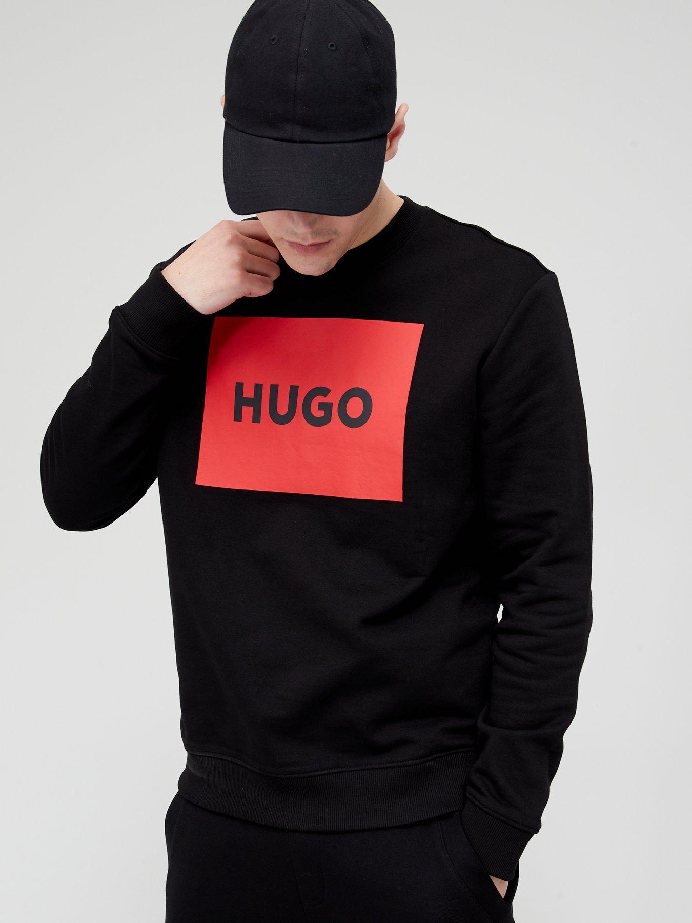 Image 1 of 4 of HUGO Mens Duragol 222 Logo Print Regular Fit Sweatshirt - Black
