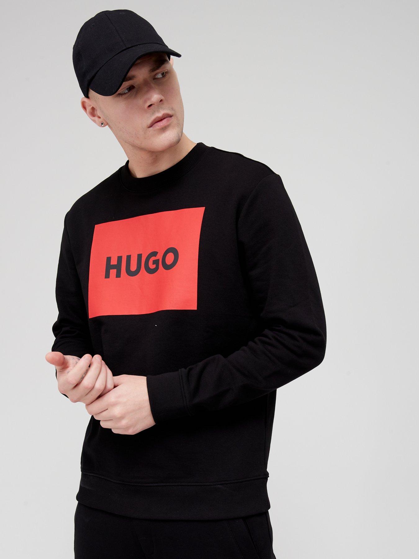 Image 4 of 4 of HUGO Mens Duragol 222 Logo Print Regular Fit Sweatshirt - Black
