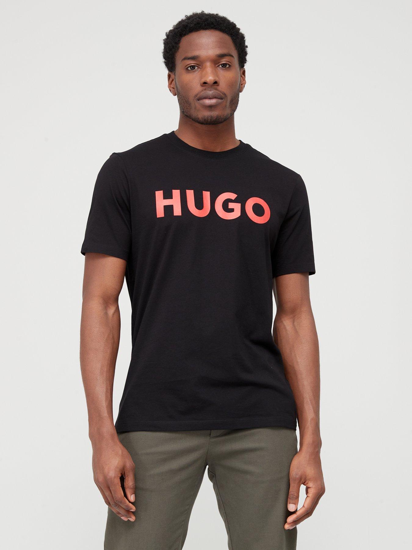 Image 1 of 4 of HUGO Mens Dulivio Large Logo Regular Fit T-Shirt - Black