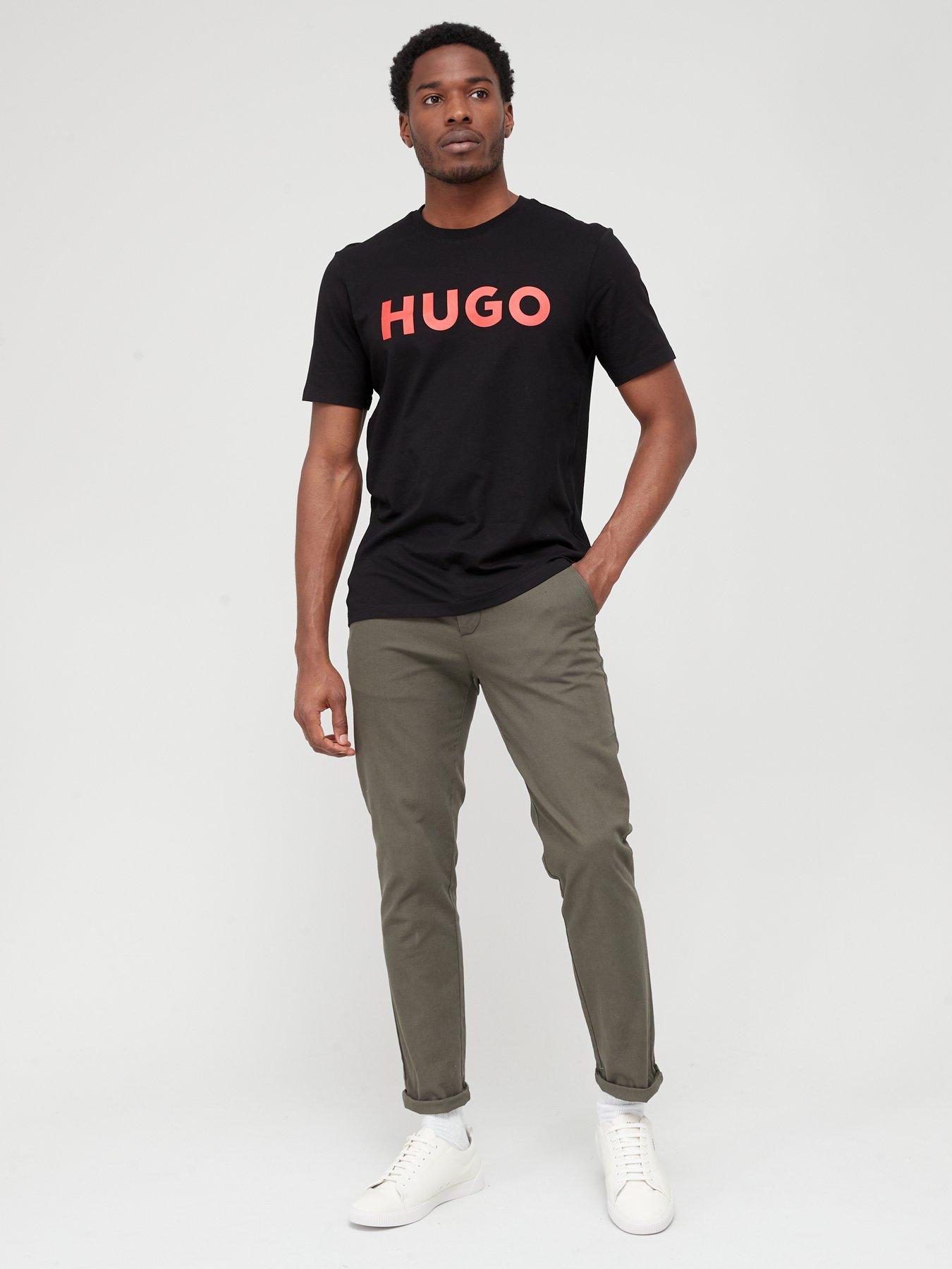 Image 3 of 4 of HUGO Mens Dulivio Large Logo Regular Fit T-Shirt - Black