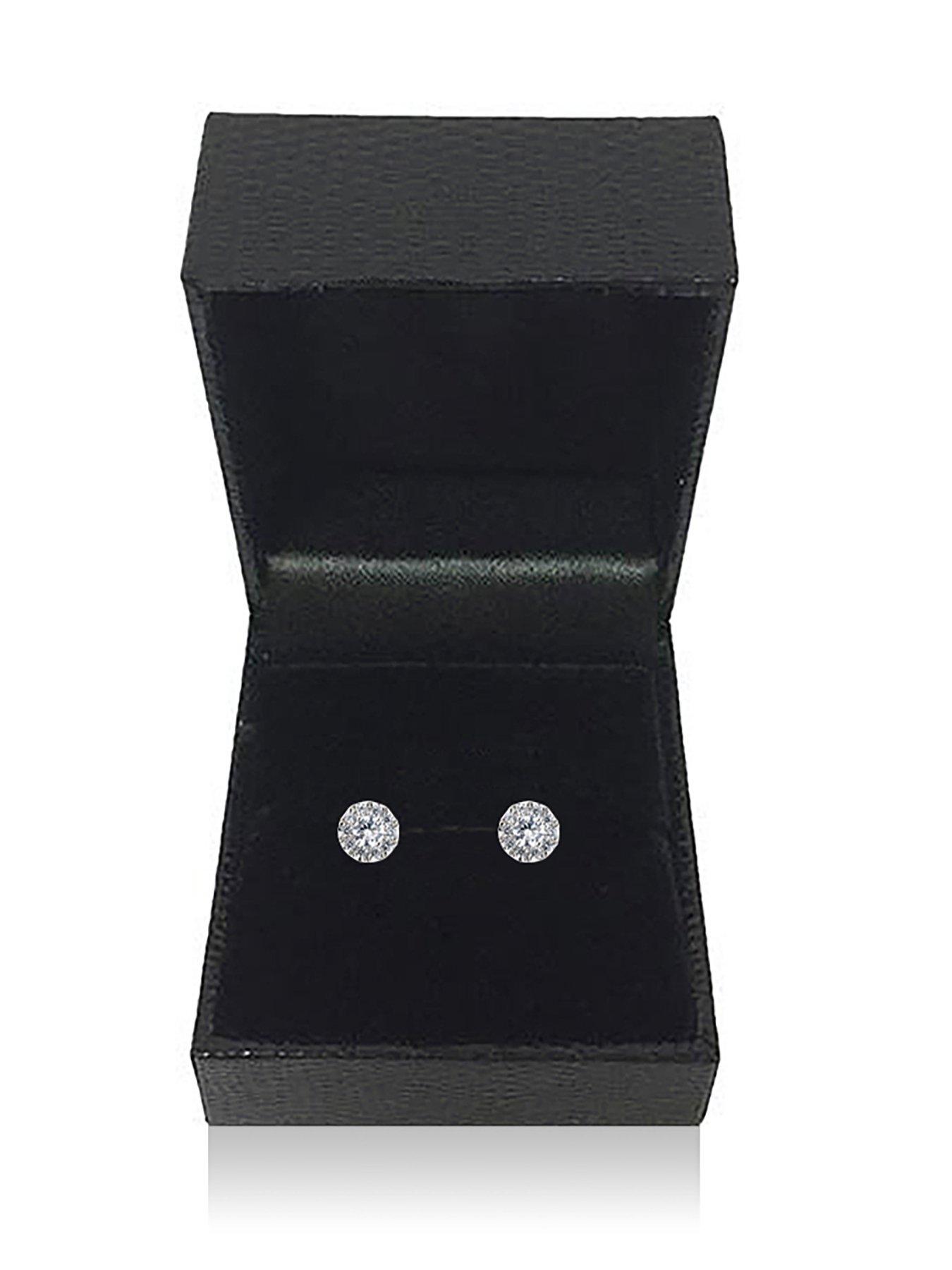 Image 5 of 6 of Love DIAMOND 9ct White Gold 0.50ct Diamond Halo Stud Earrings
