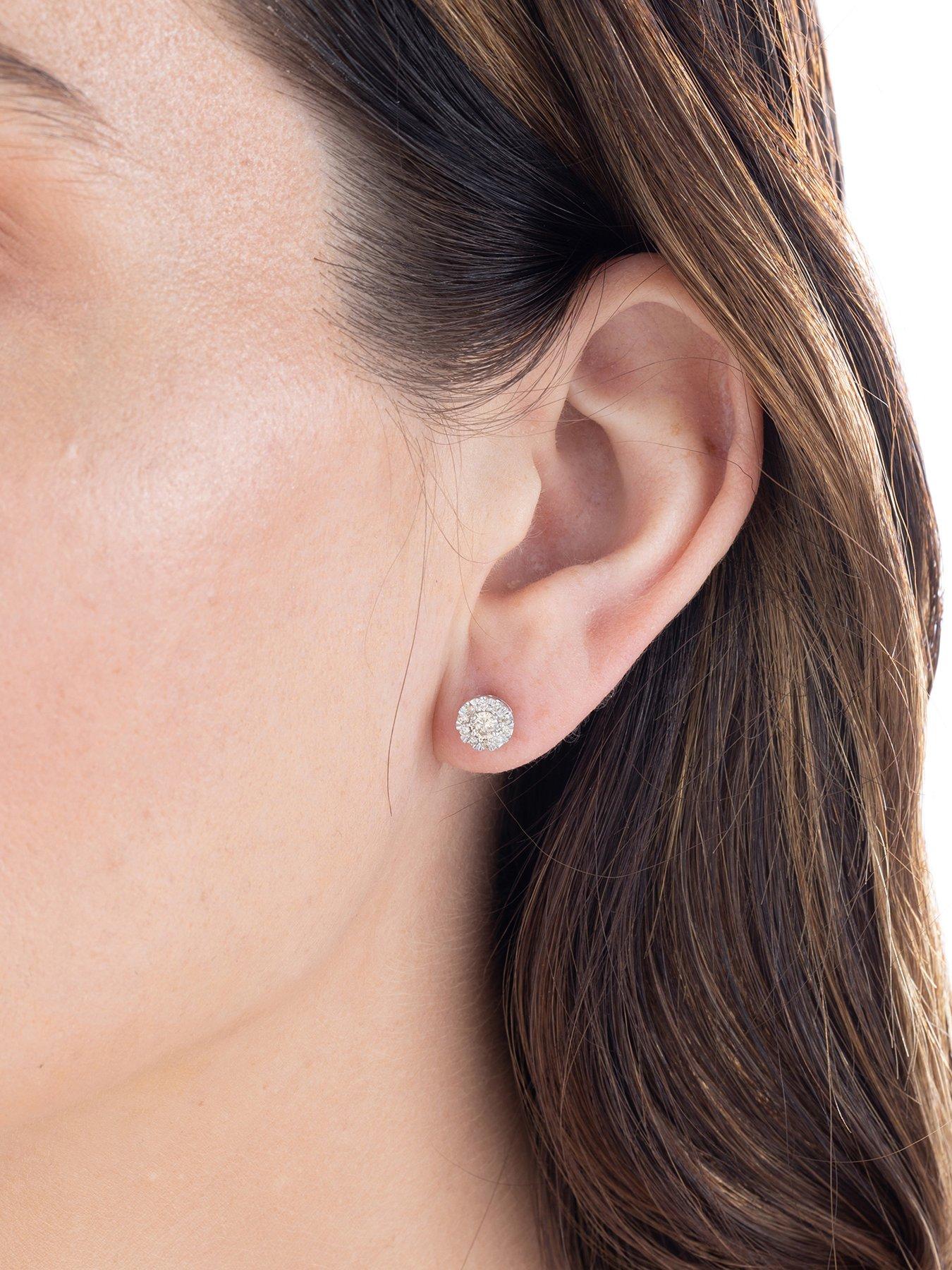 Image 6 of 6 of Love DIAMOND 9ct White Gold 0.50ct Diamond Halo Stud Earrings