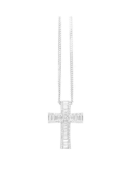 front image of say-it-with-diamonds-cathedral-cross-necklace