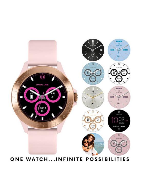 stillFront image of harry-lime-fashion-smart-watch-in-pink-with-rose-gold-colour-bezel-ha07-2006