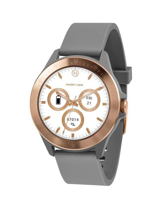 front image of harry-lime-fashion-smart-watch-in-stone-with-rose-gold-colour-bezel-ha07-2008