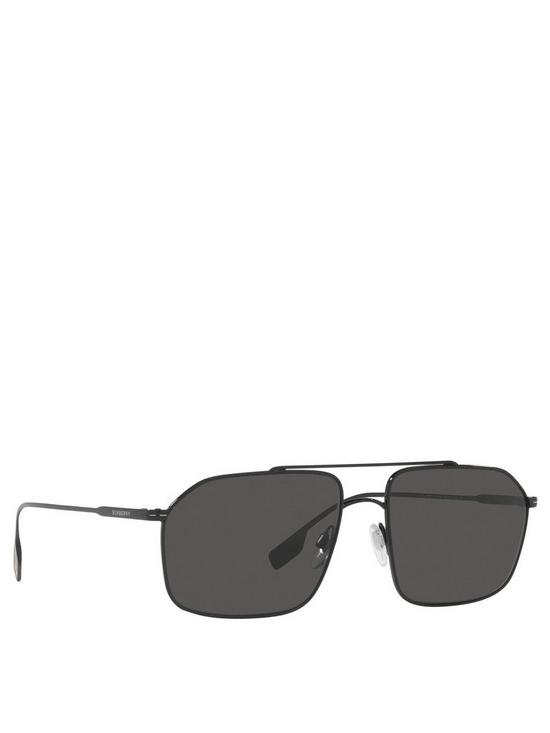 front image of burberry-rectangular-frame-sunglasses-black