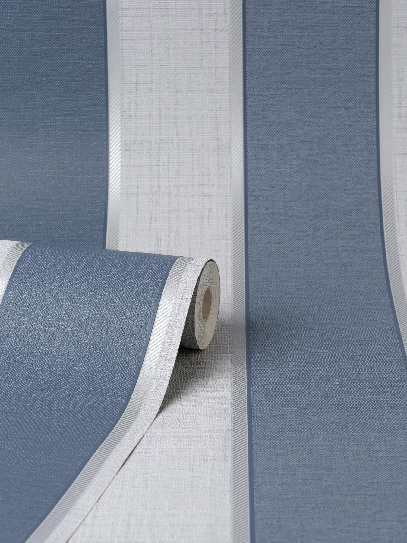  image of fine-decor-larson-stripe-wallpaper-in-navy-and-silver