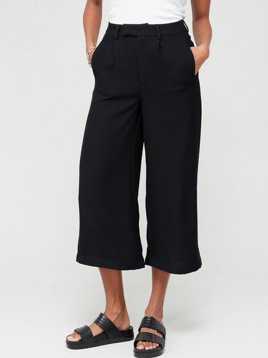 front image of v-by-very-soft-tailored-culotte-trouser-black