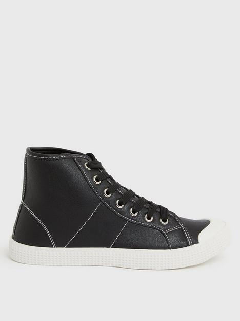 new-look-black-lace-up-high-top-trainers