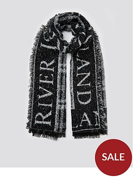 river-island-ri-branded-check-scarf-black