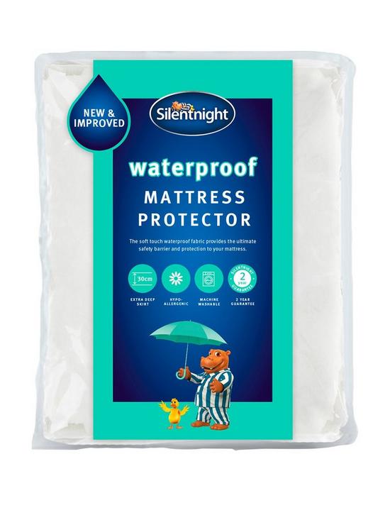 front image of silentnight-waterproof-mattress-protector-white