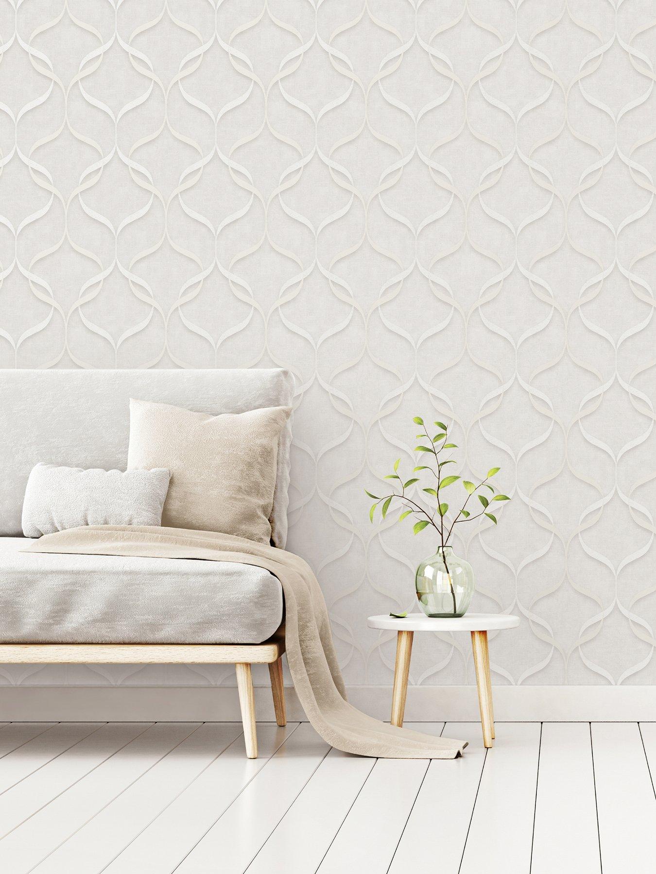  image of fine-decor-milano-wave-wallpaper-off-white