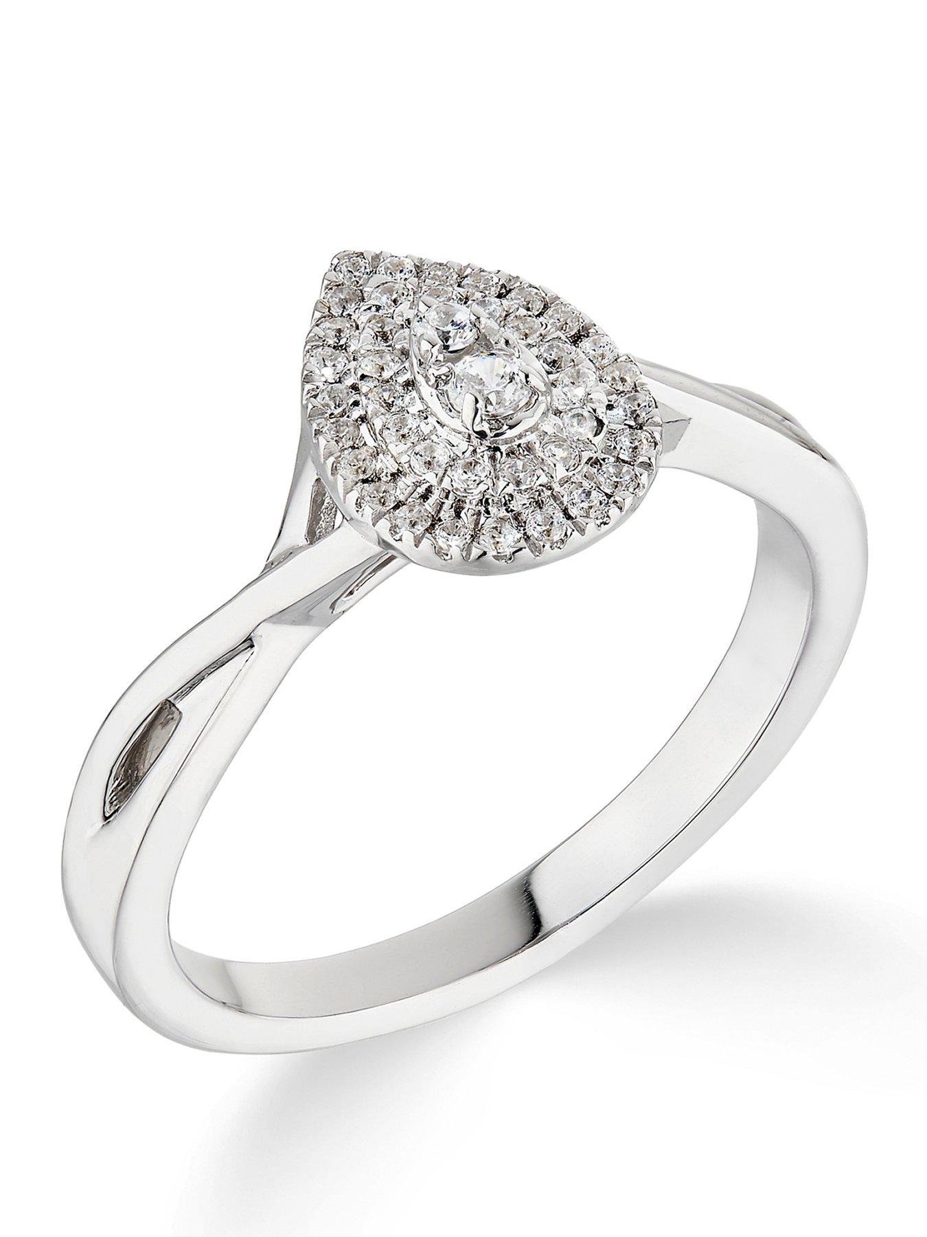 Image 1 of 6 of Love DIAMOND 9Ct White Gold Diamond Double Halo Ring