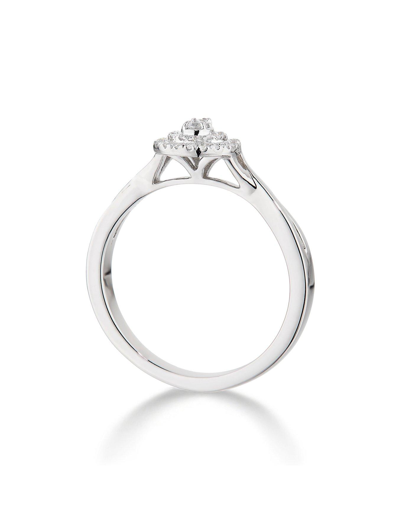Image 5 of 6 of Love DIAMOND 9Ct White Gold Diamond Double Halo Ring