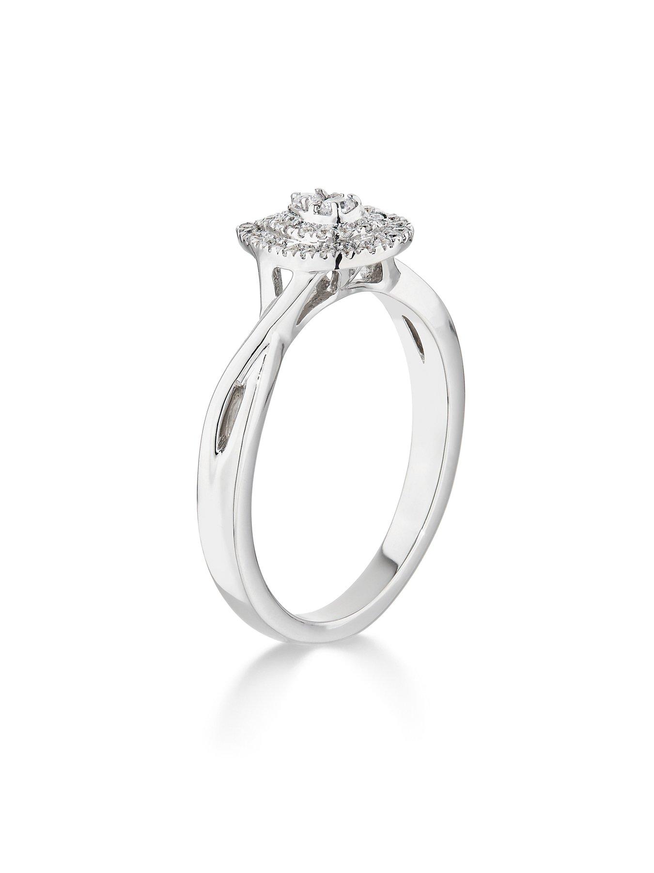 Image 6 of 6 of Love DIAMOND 9Ct White Gold Diamond Double Halo Ring