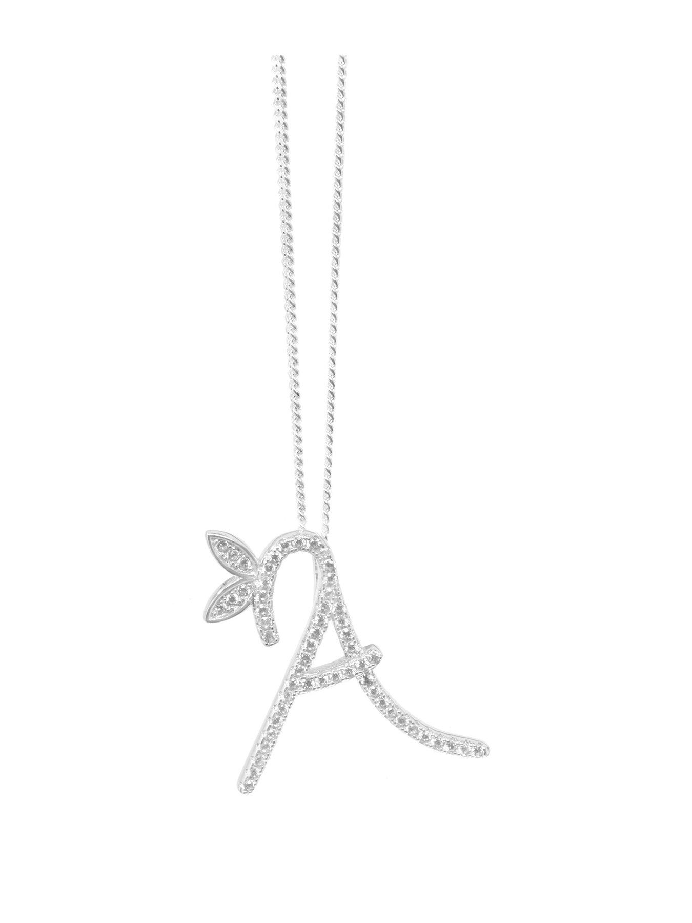 Say It With 1-Inch Winged Full CZ Initial Necklace - Sterling Silver