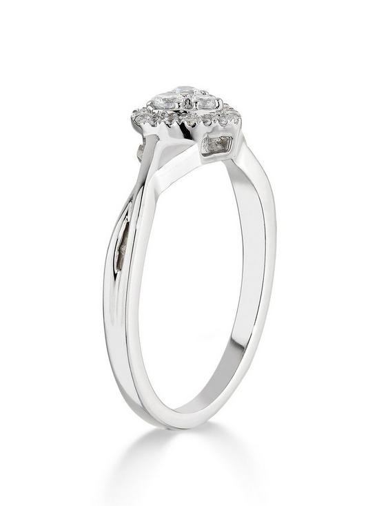 stillFront image of love-diamond-9ct-white-gold-022ct-diamond-halo-heart-cluster-ring