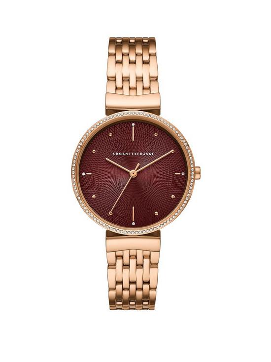 front image of armani-exchange-three-hand-rose-gold-tone-stainless-steel-watch