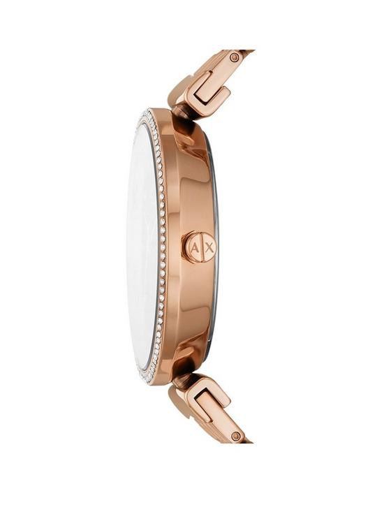stillFront image of armani-exchange-three-hand-rose-gold-tone-stainless-steel-watch