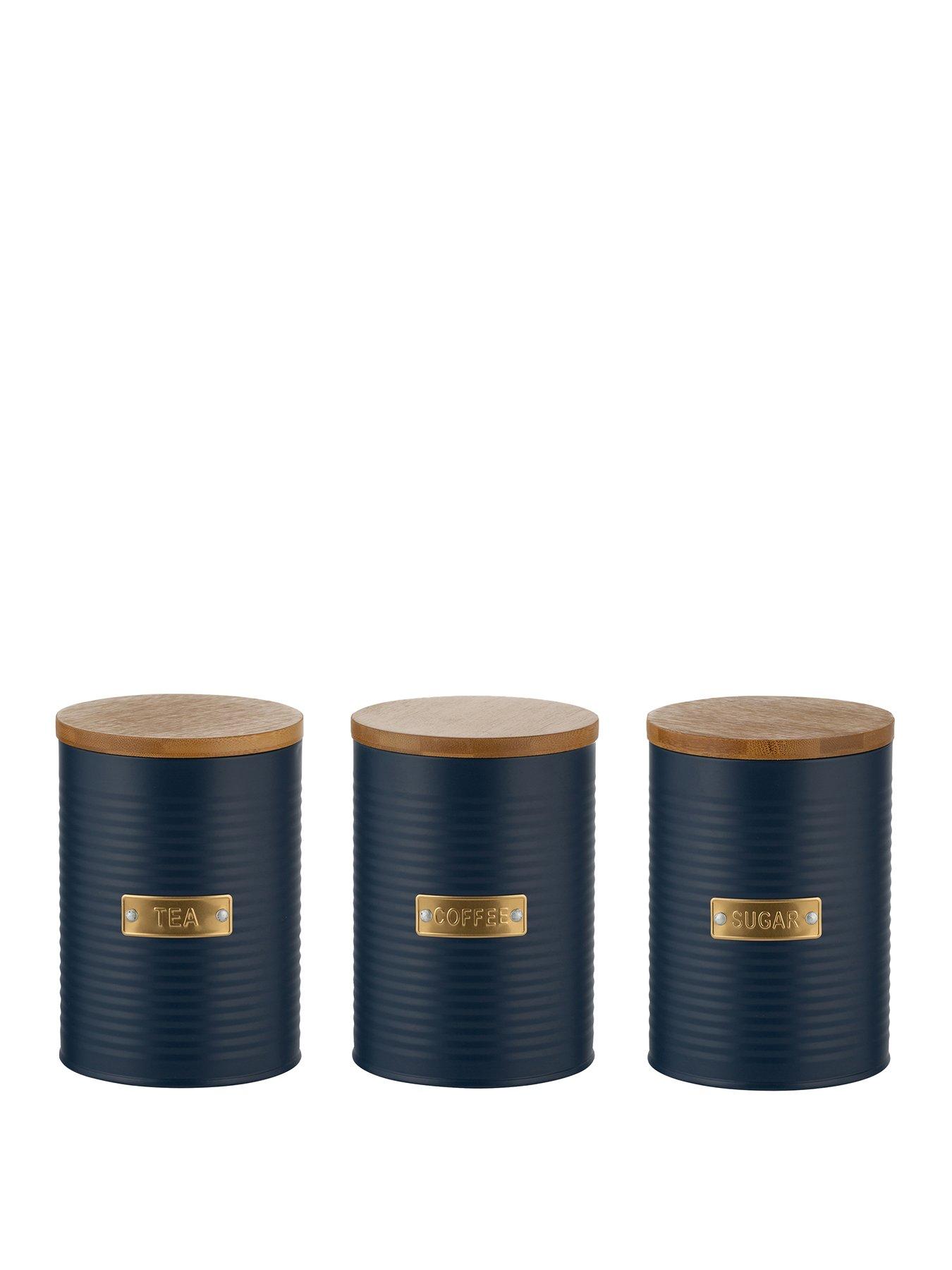 Typhoon Otto Navy Tea, Coffee And Sugar Storage Canisters