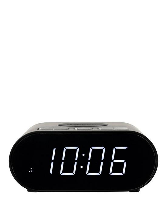 front image of roberts-ortus-charge-fm-rds-bluetooth-wireless-charging-clock-radio-black