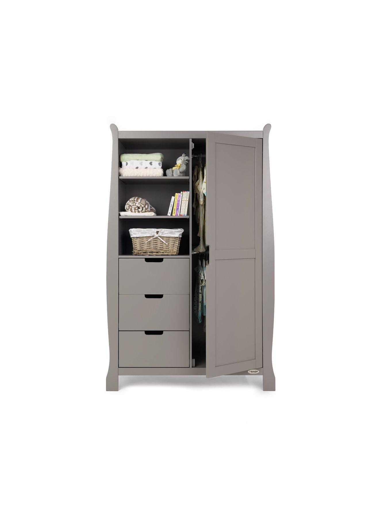  image of obaby-stamford-sleigh-double-wardrobe-warm-grey