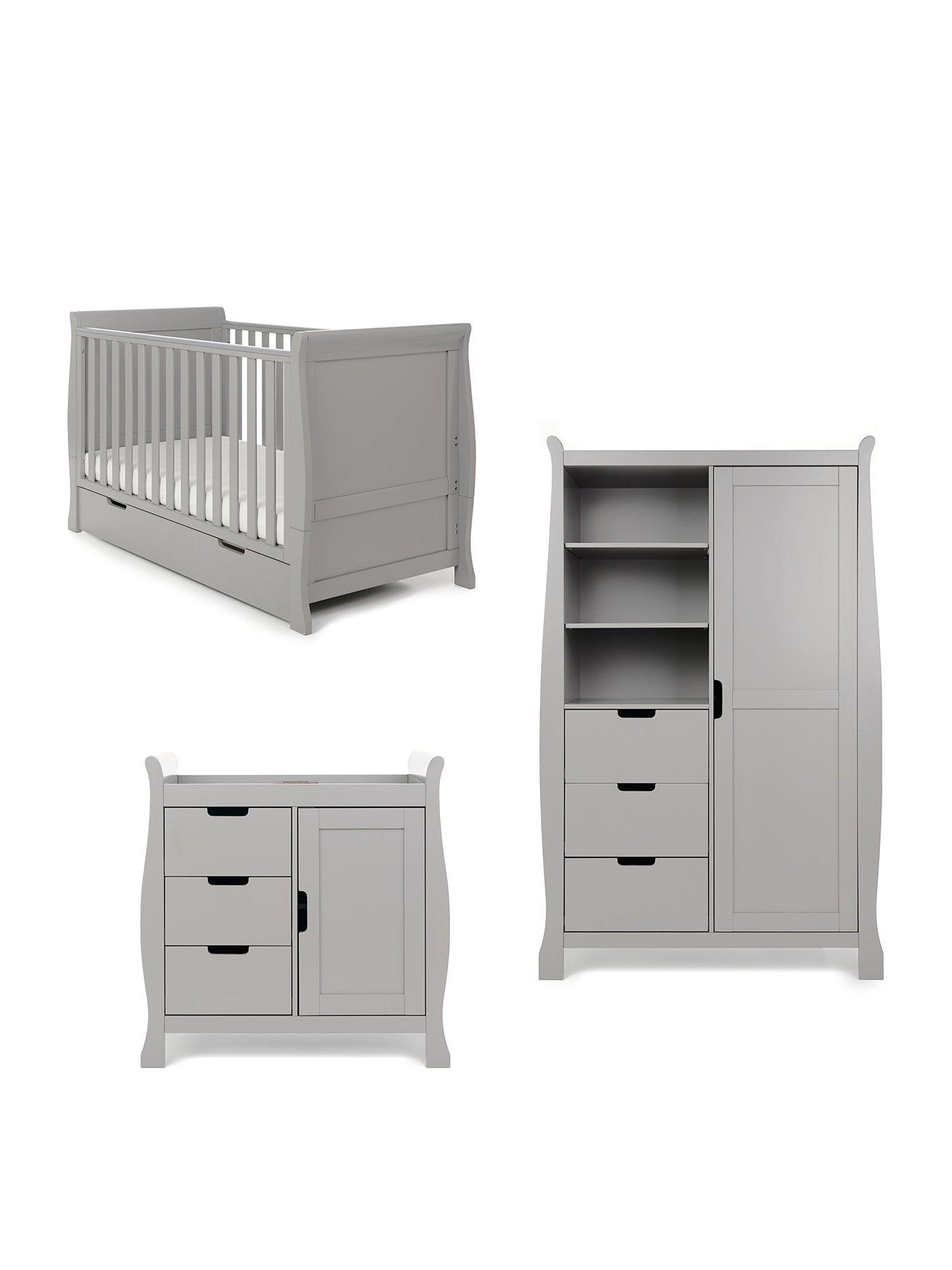 Obaby Stamford Classic Sleigh 3-Piece Room Set - Warm Grey