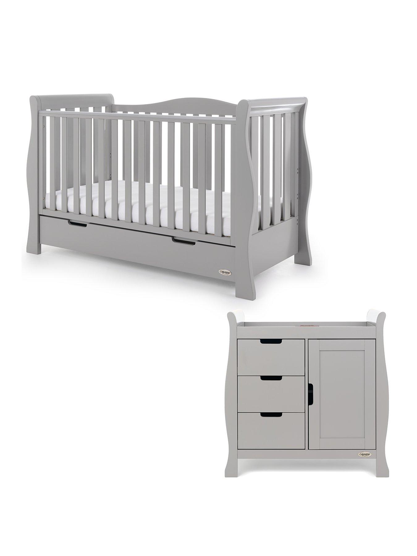  image of obaby-stamford-luxe-2-piece-nursery-furniturenbsproom-set-warm-grey