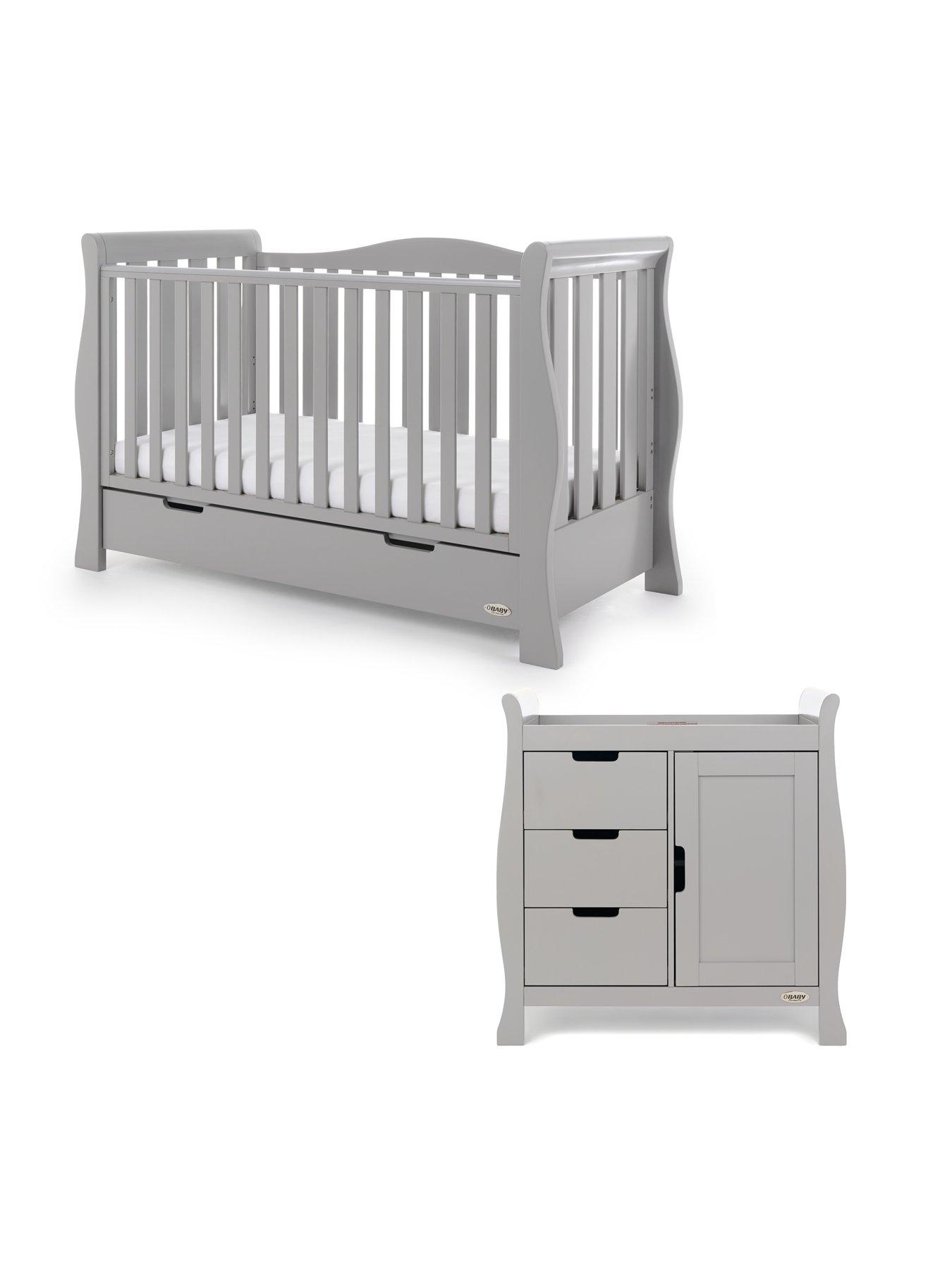  image of obaby-stamford-luxe-2-piece-nursery-furniturenbsproom-set-warm-grey