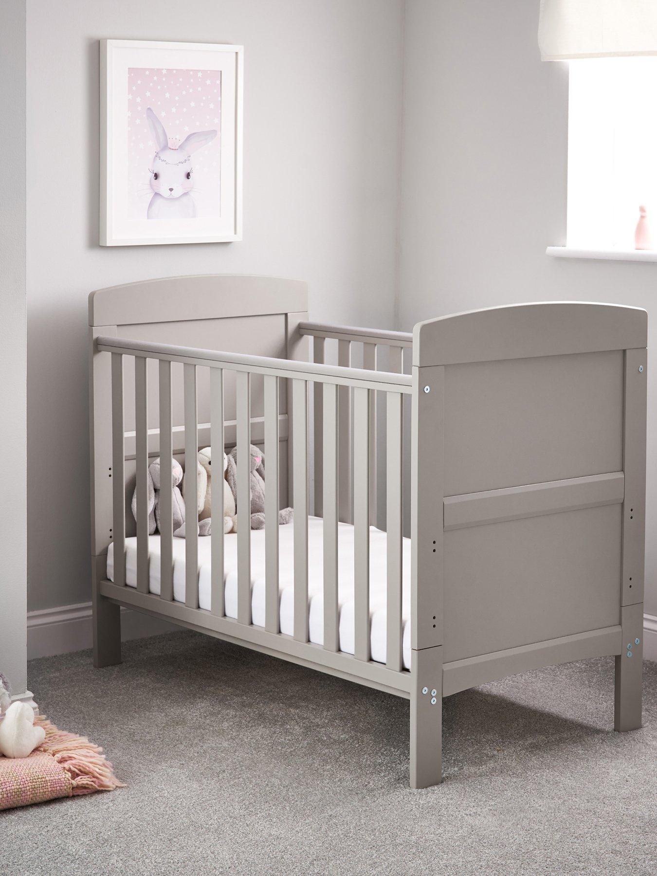 front image of obaby-grace-mini-cot-bed-warm-grey