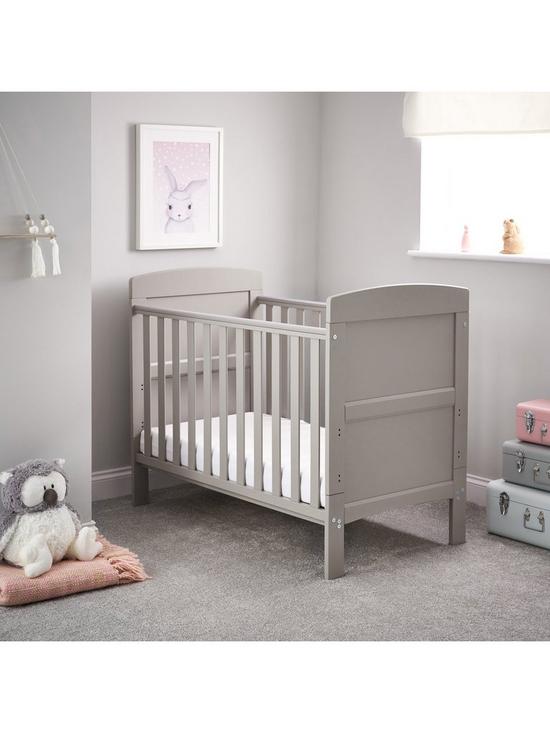 front image of obaby-grace-mini-cot-bed-warm-grey