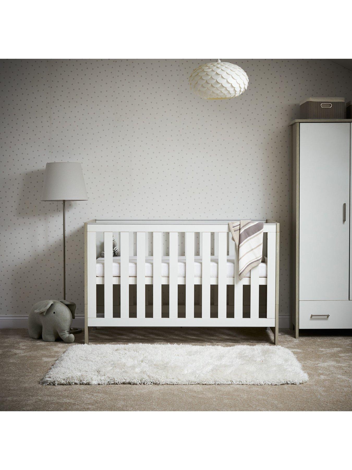 Obaby Nika Cot Bed Grey Wash/White