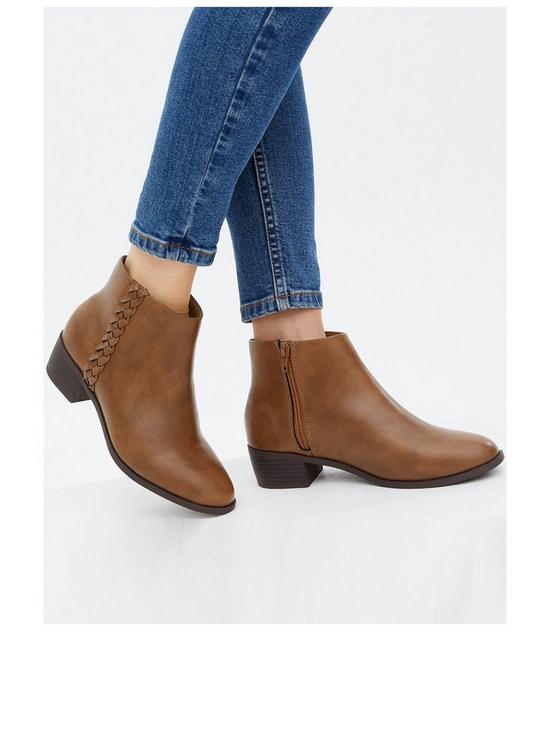 front image of new-look-915-girlsnbspplaited-trim-block-heel-ankle-boots-tan
